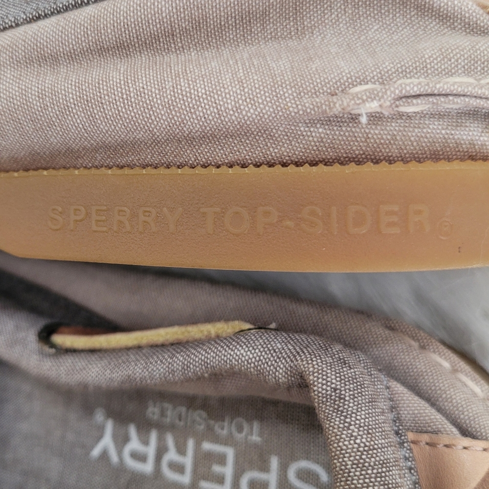 Sperry Top-Sider Boat Shoes Linen & Leather 9 EUC Beige & Blue - Picture 14 of 14